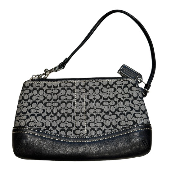 Coach Signature Black/ Gray Logo Canvas Leather Purse Y2K w/Sm Coin Purse - Picture 2 of 16